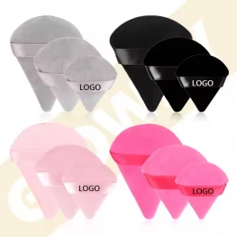 Custom Logo Beauty Makeup Tool Cosmetic Foundation Sponge Pink Powder Puff Soft Face Makeup Sponge Velvet Triangle Powder Puff