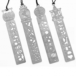 Custom DIY Diary and Photo Album Icon Tool Metal Hollow Drawing Template Ruler Stencil Bookmark with Tassels Stainless Steel